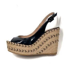 Valentino Garavani Patent Leather Slingback Espadrille Wedge EU 40 - US 10